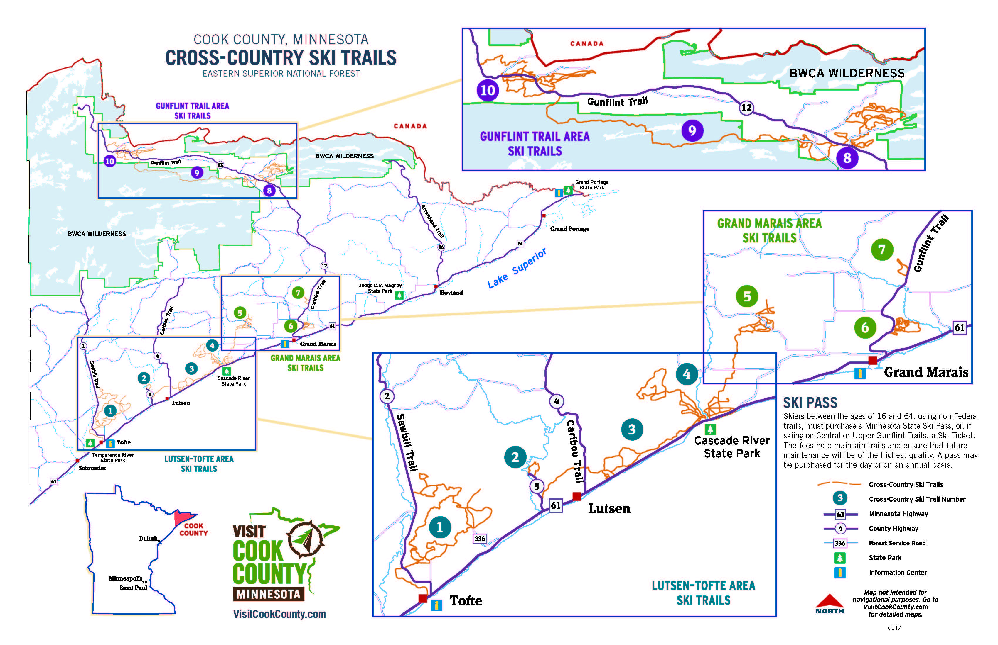 Cross-country ski trails map