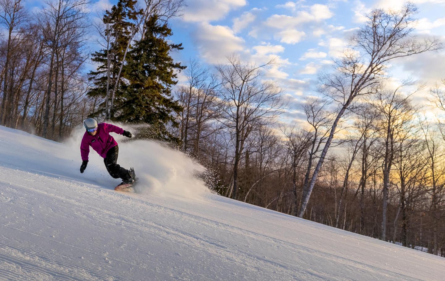 Sunrise Snowboarder at Lutsen Mountains