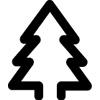 Pine tree icon, black and white.